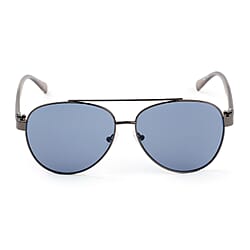 Kenneth Cole Reaction- Shiny Gunmetal Sunglasses with Solid Blue Lenses