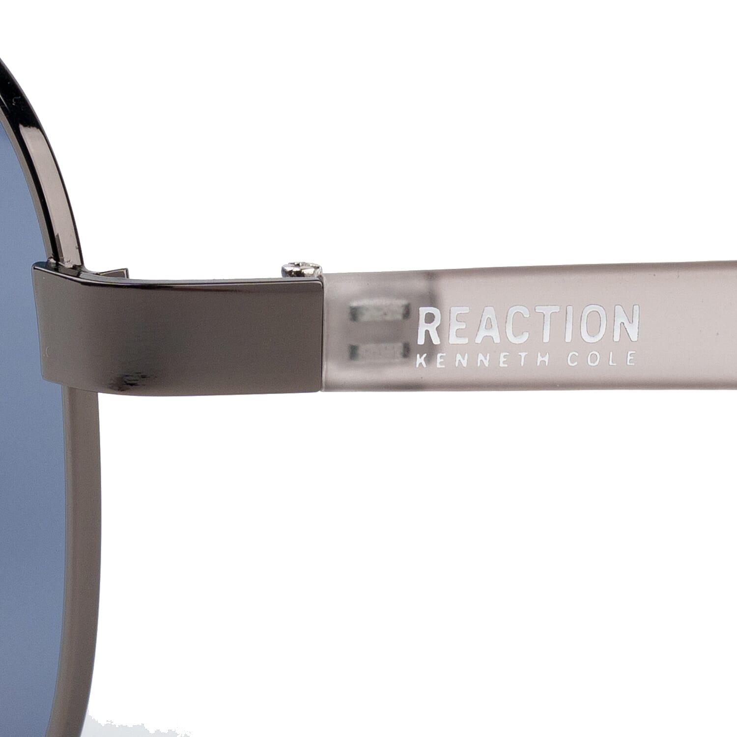Kenneth Cole Reaction- Shiny Gunmetal Sunglasses with Solid Blue Lenses