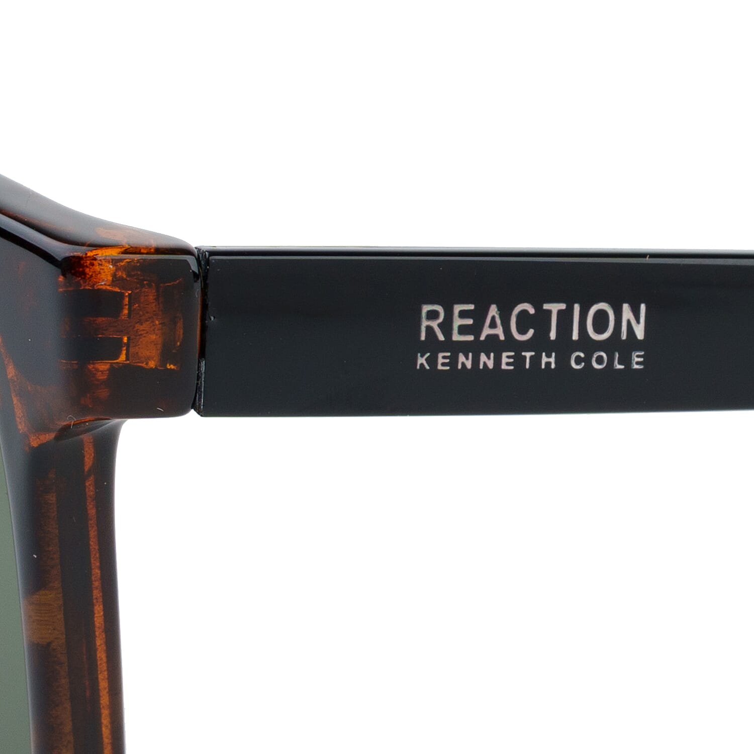 Kenneth Cole Reaction- Dark Havana Square Sunglasses with Solid Green Lenses