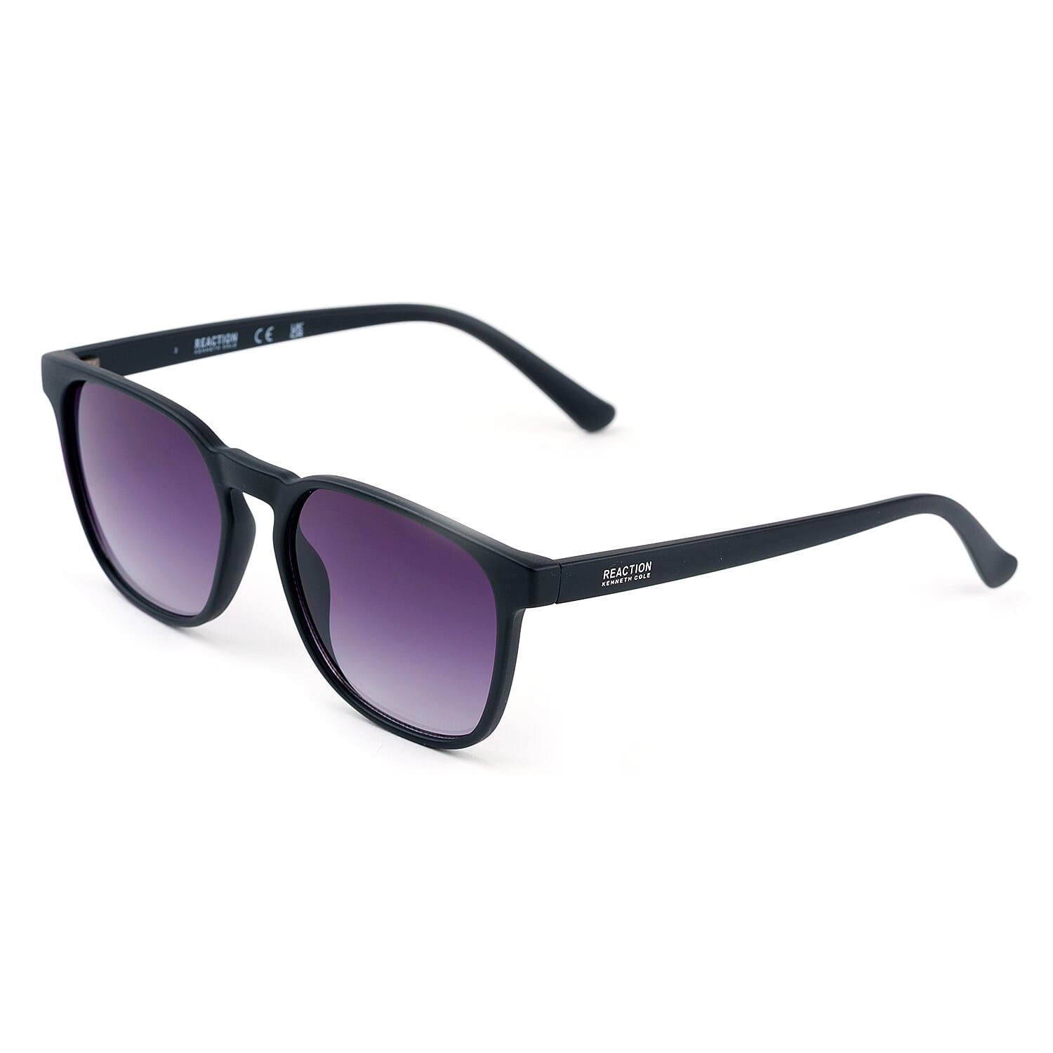 Kenneth Cole Reaction-Matte Black Modern Sunglasses with Gradient Smoke Lenses