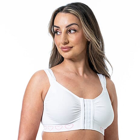 Cancer Research UK Front Fastening Full Coverage Wide Straps Comfort Bra (Size M) - White
