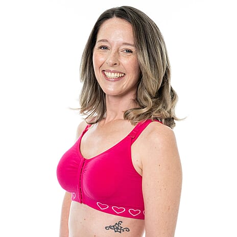 Cancer Research UK Post-Surgery Front Fastening Full Coverage Wide Straps Comfort Bra (Size L) - Hot Pink
