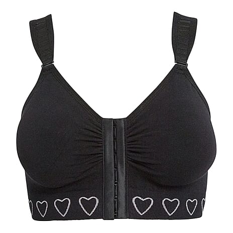 Cancer Research UK Front Fastening Full Coverage Wide Straps Comfort Bra (Size XL) - Black