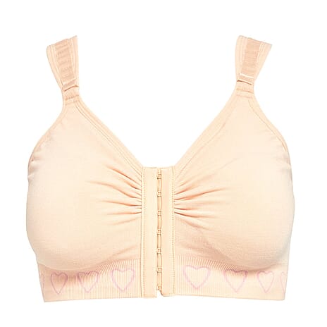 Cancer Research UK Front Fastening Full Coverage Wide Straps Comfort Bra (Size XL) - Blush