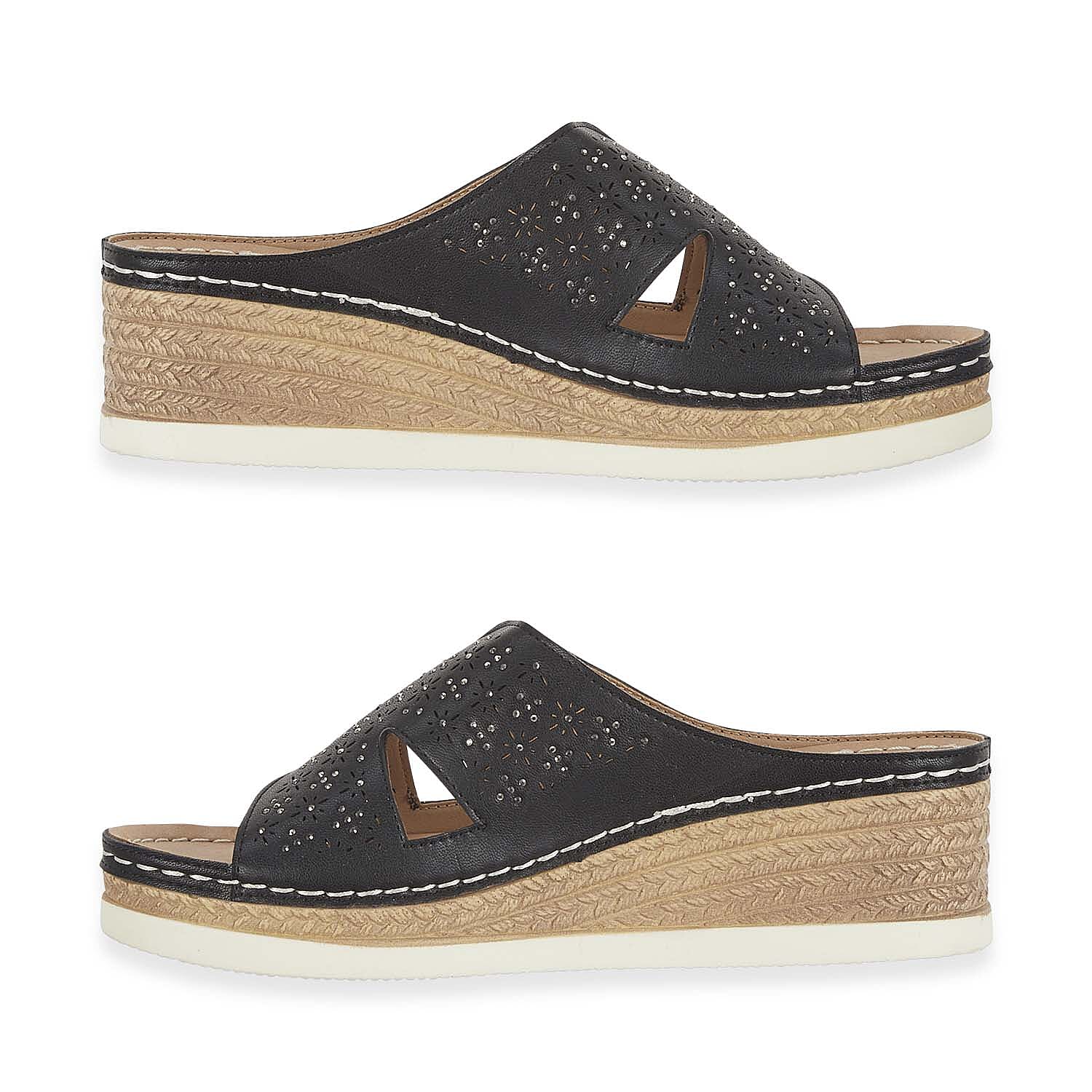 Emma Diamante Trim Ladies Wedge Sandals