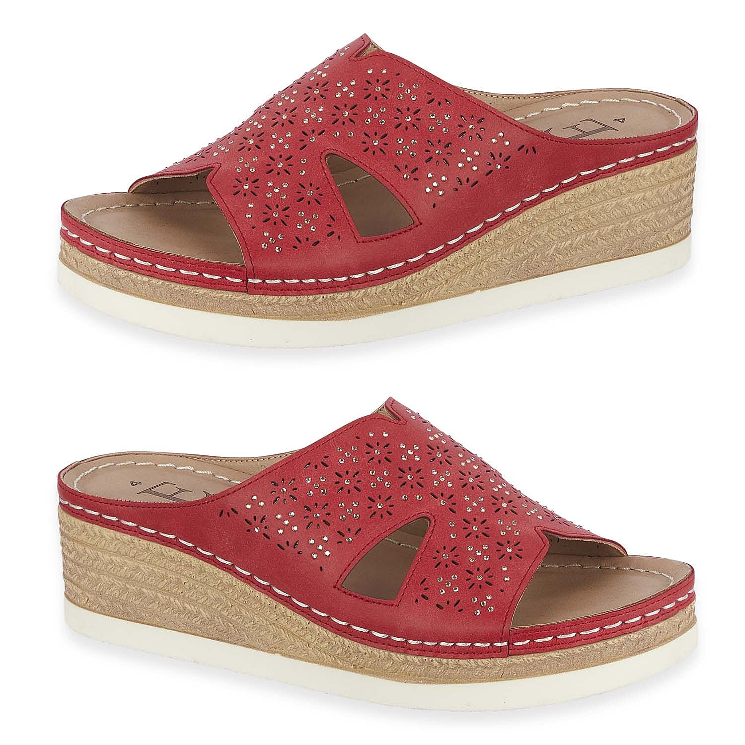 Emma Diamante Trim Ladies Wedge Sandals