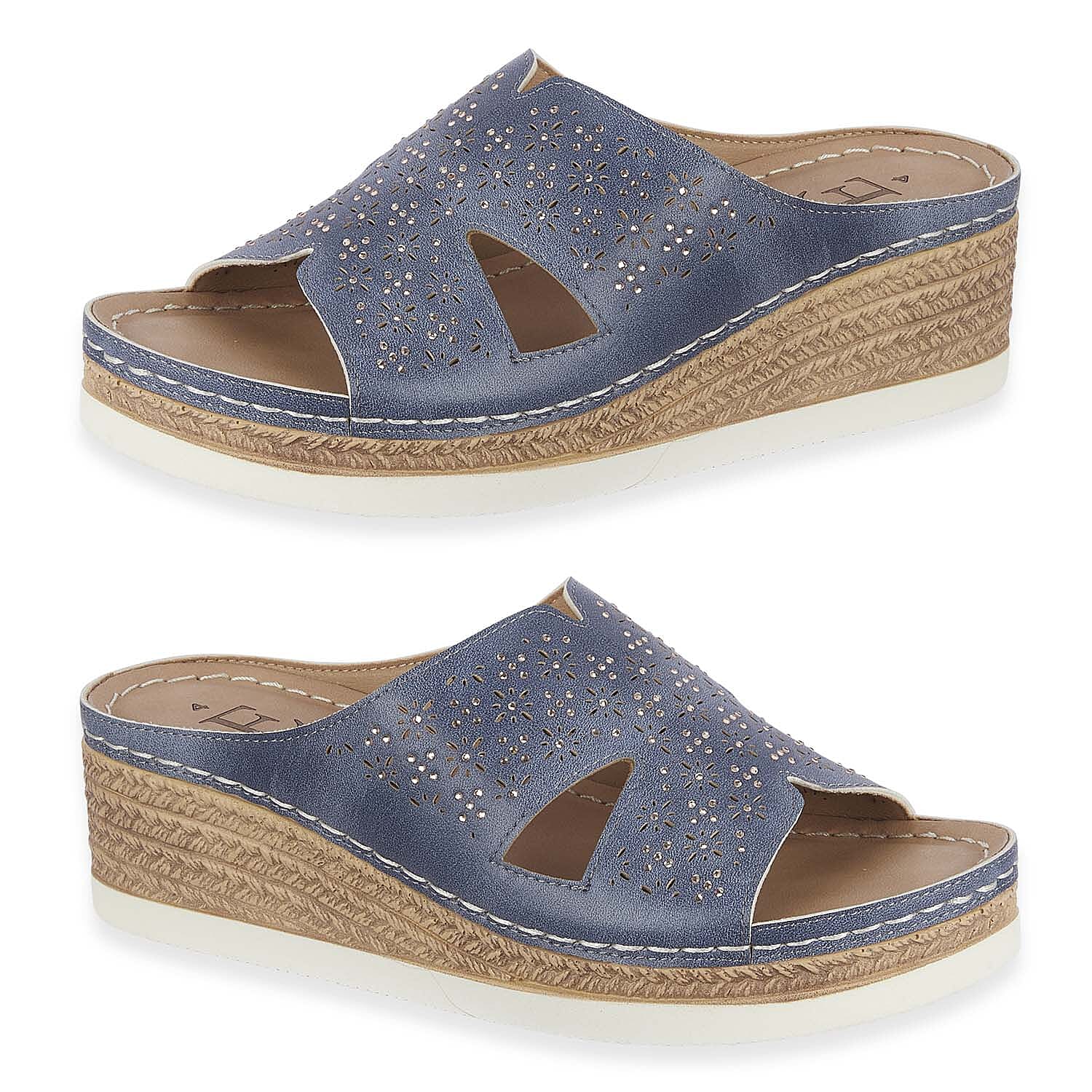 Emma Diamante Trim Ladies Wedge Sandals