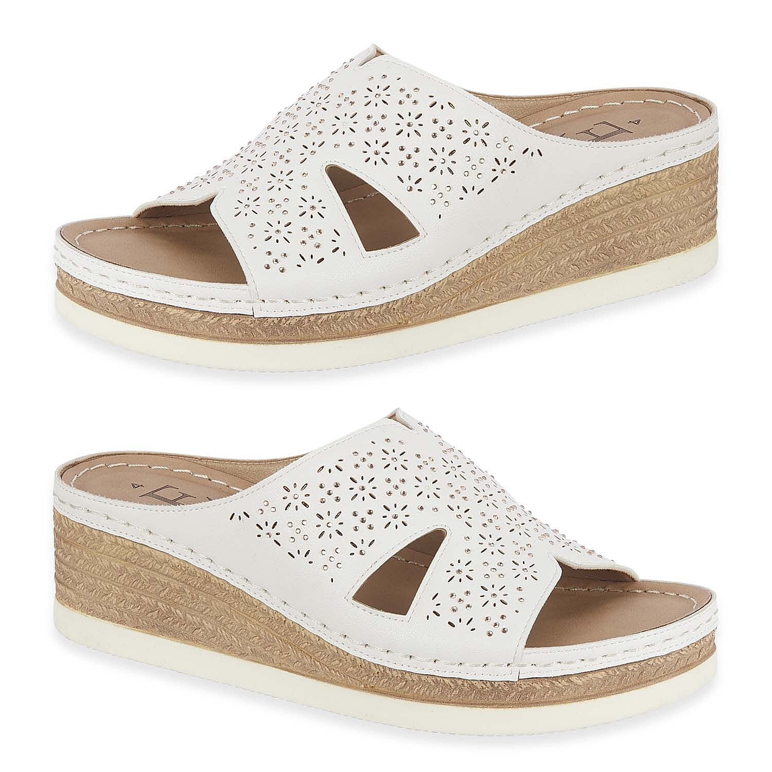 Emma Diamante Trim Ladies Wedge Sandals