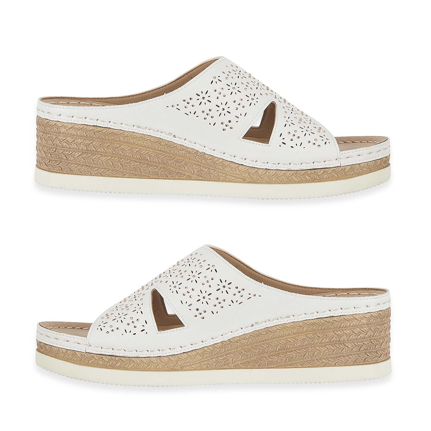 Emma Diamante Trim Ladies Wedge Sandals