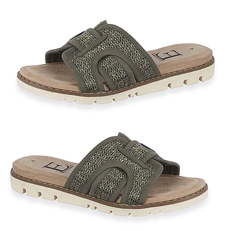 Emma Ladies Raphael Elegant Open-Toe Casual Beach Mules (Size 4) - Khaki