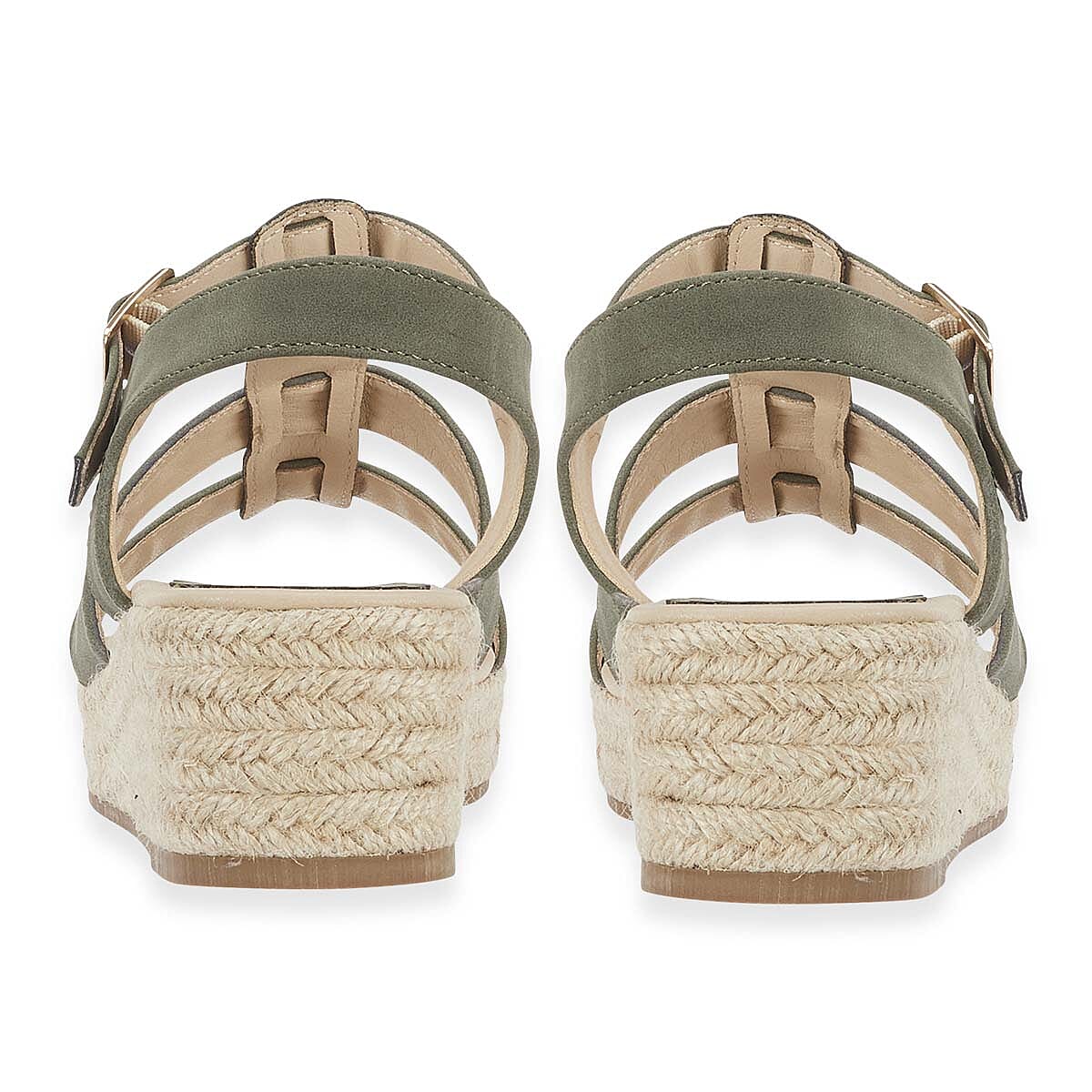 Emma Bonnie Espadrille Strappy T-Bar Wedge Heel Sandals With Adjustable Ankle Strap