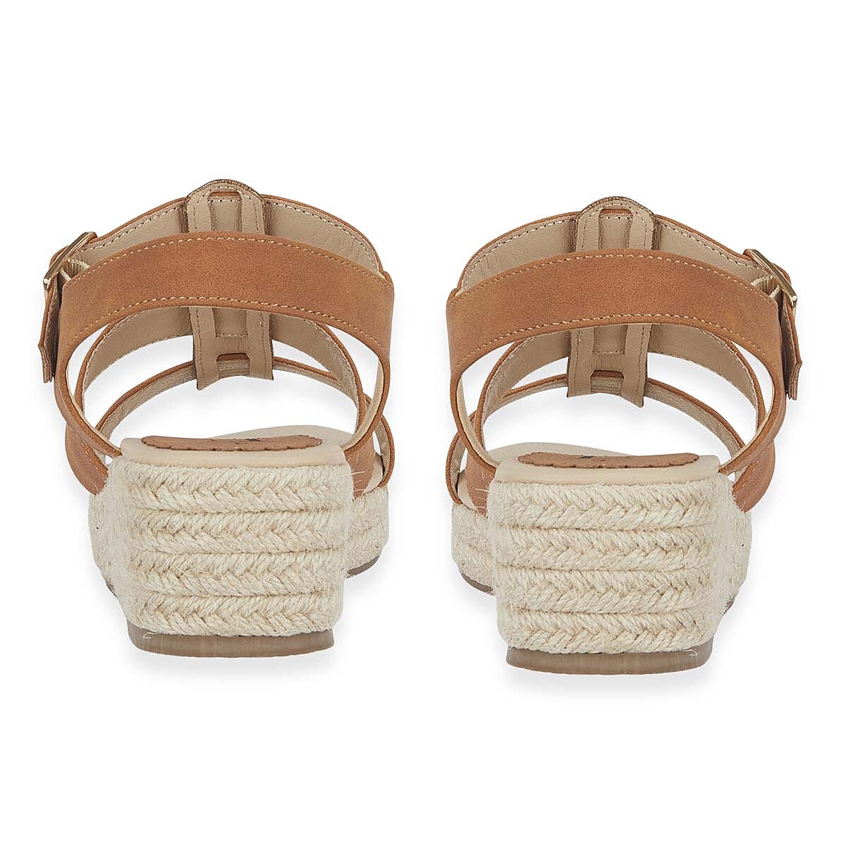 Emma Bonnie Espadrille Strappy T-Bar Wedge Heel Sandals With Adjustable Ankle Strap