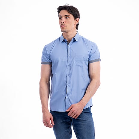 JJ Willis Short Sleeve Shirt (Size - L) - Blue