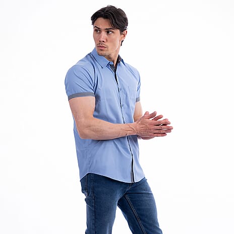 JJ Willis Short Sleeve Shirt (Size - L) - Blue
