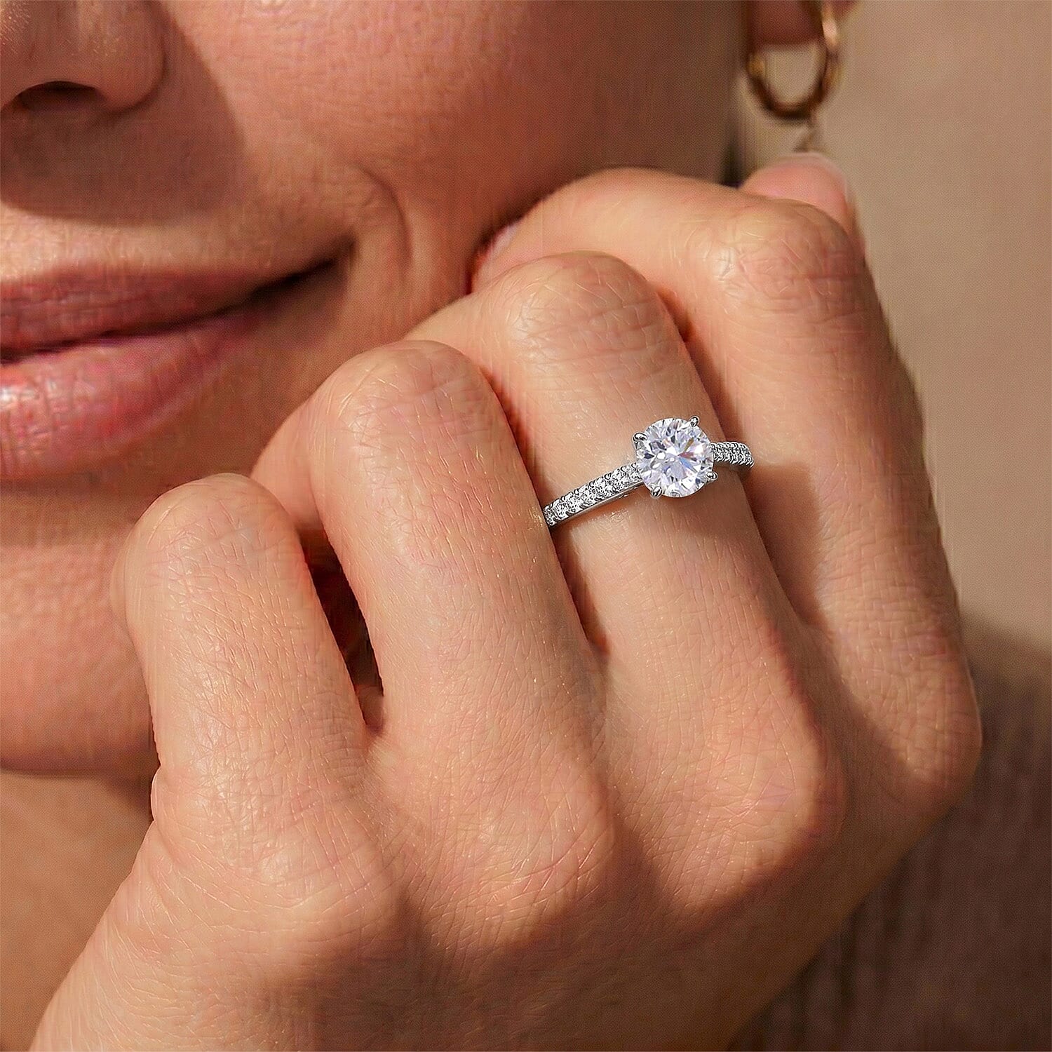 Luxuriant - SGL Certified SI-G-H Lab Grown Diamond Solitaire Ring in Rhodium Overlay Sterling Silver 2.00 Ct.