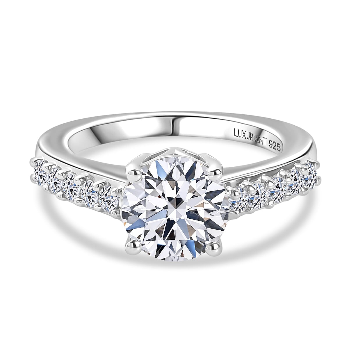Luxuriant - SGL Certified SI-G-H Lab Grown Diamond Solitaire Ring in Rhodium Overlay Sterling Silver 2.00 Ct.
