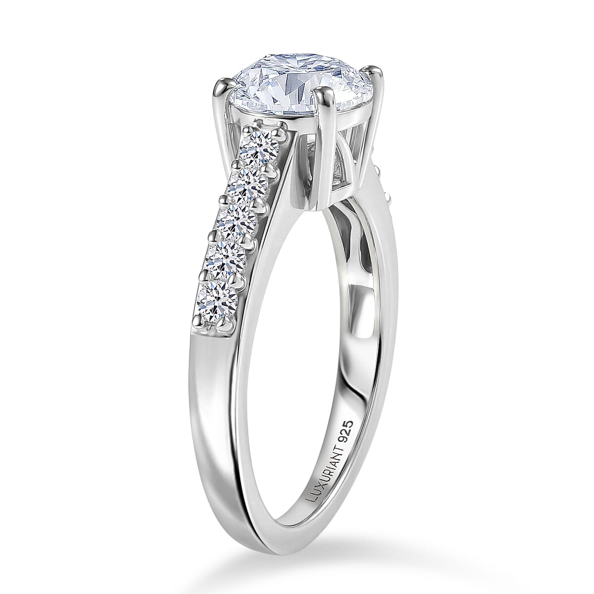 Luxuriant - SGL Certified SI-G-H Lab Grown Diamond Solitaire Ring in Rhodium Overlay Sterling Silver 2.00 Ct.