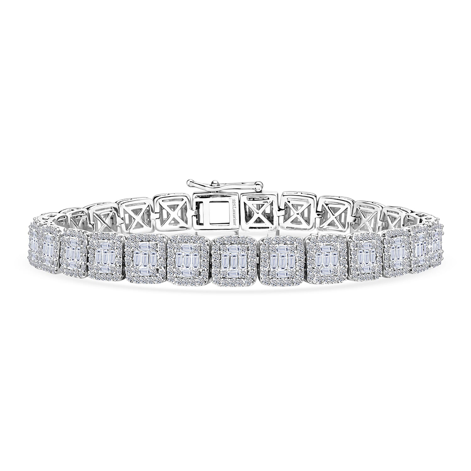 Luxuriant - SGL Certified SI-GH Lab Grown Diamond Bracelet (Size - 7.5) in Rhodium Overlay Sterling Silver 4.06 Ct, Silver Wt. 16.50 Gms