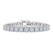 LUXURIANT 4 Ct. Lab Grown Diamond Bracelet (Size - 7.5) with GB Box Clasp in Rhodium Overlay Sterling Silver, SGL Certified (SI-GH)