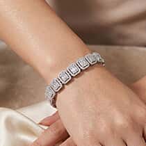 LUXURIANT 4 Ct. Lab Grown Diamond Bracelet (Size - 7.5) with GB Box Clasp in Rhodium Overlay Sterling Silver, SGL Certified (SI-GH)