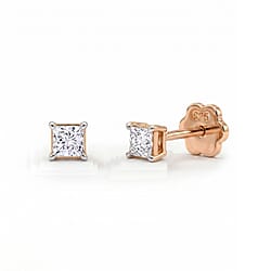 LUXURIANT Lab Grown Diamond Earring with Ball Screw in 18K Vermeil Rose Gold Plated Sterling Silver