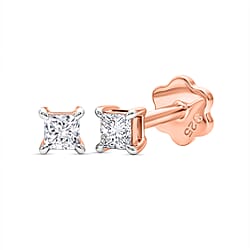 Luxuriant VS-EF Lab Grown Diamond Earring with Screw Back in 18K Vermeil Rose Gold Plated Sterling Silver 0.20 Ct.