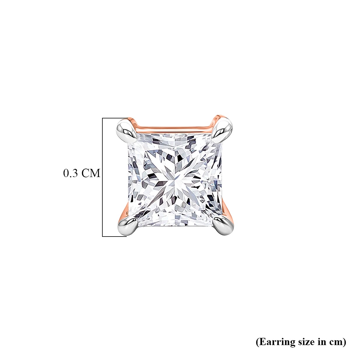 Luxuriant VS-EF Lab Grown Diamond Earring with Screw Back in 18K Vermeil Rose Gold Plated Sterling Silver 0.20 Ct.