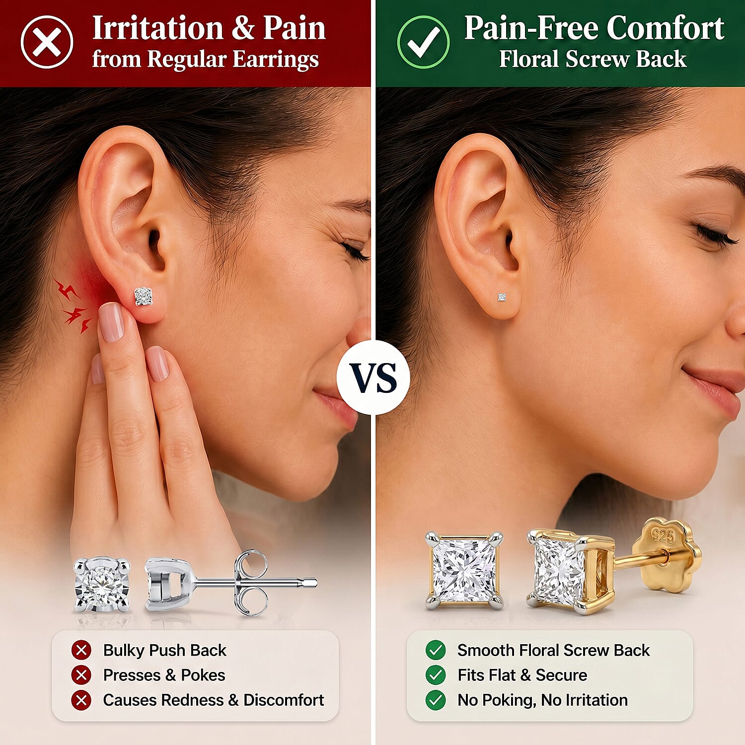 Luxuriant VS-EF Lab Grown Diamond Solitaire Earring with Screw Back in 18K Vermeil Yellow Gold Plated Sterling Silver 0.20 Ct.