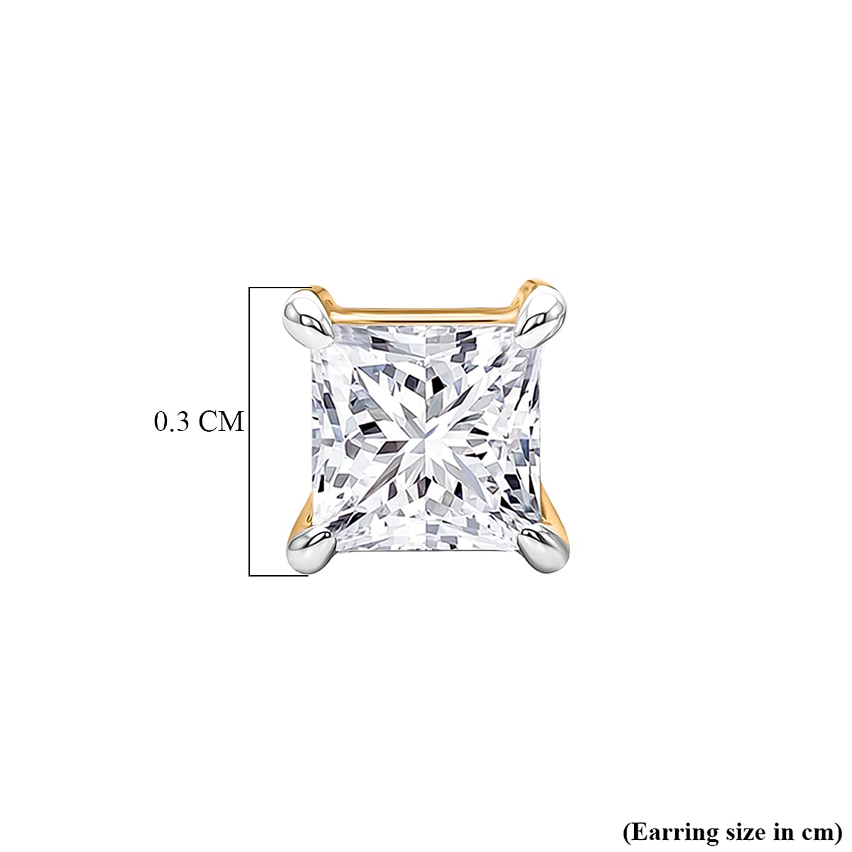 Luxuriant VS-EF Lab Grown Diamond Earring with Screw Back in 18K Vermeil Yellow Gold Plated Sterling Silver 0.20 Ct.