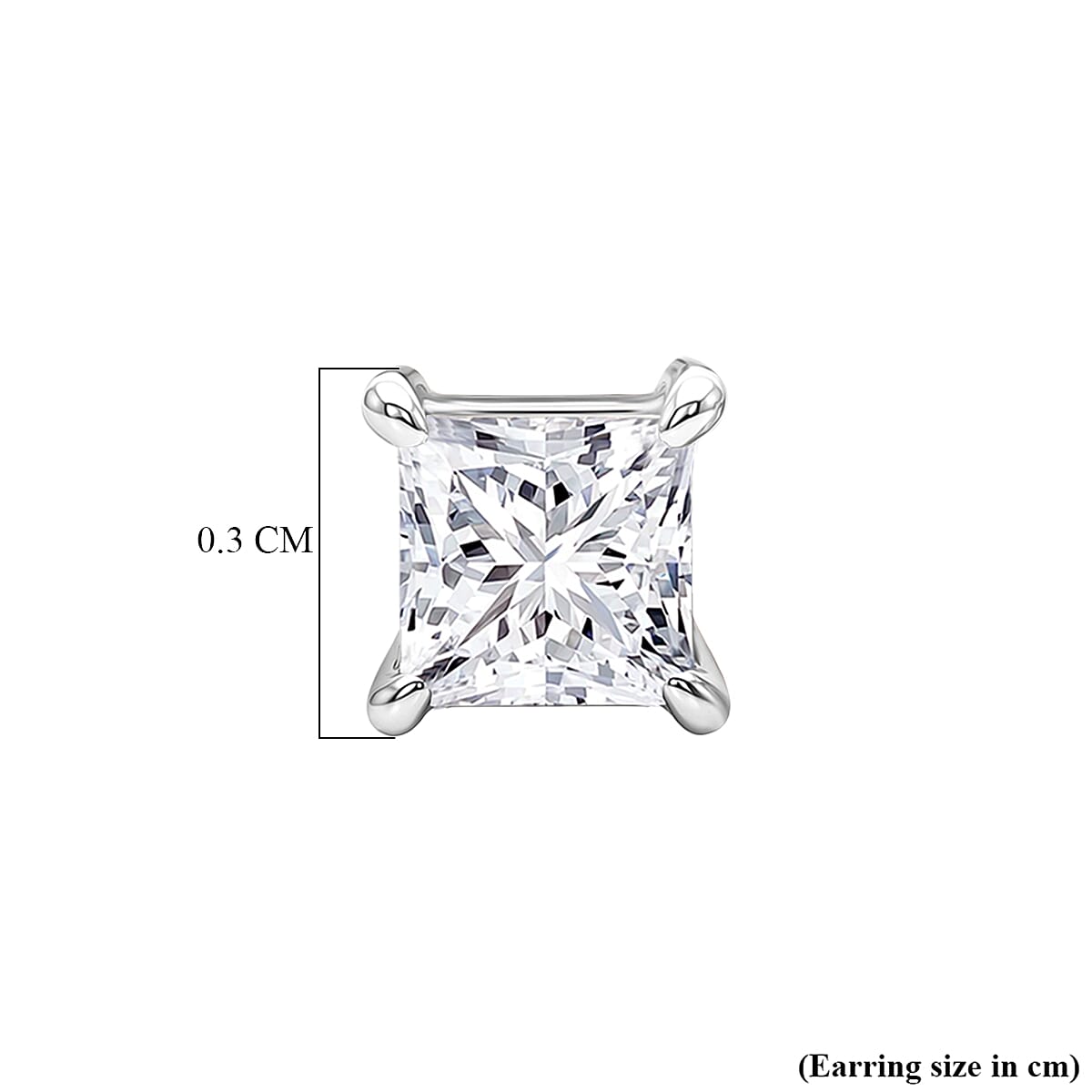 Luxuriant VS-EF Lab Grown Diamond Solitaire Earring with Screw Back in Rhodium Overlay Sterling Silver 0.20 Ct.