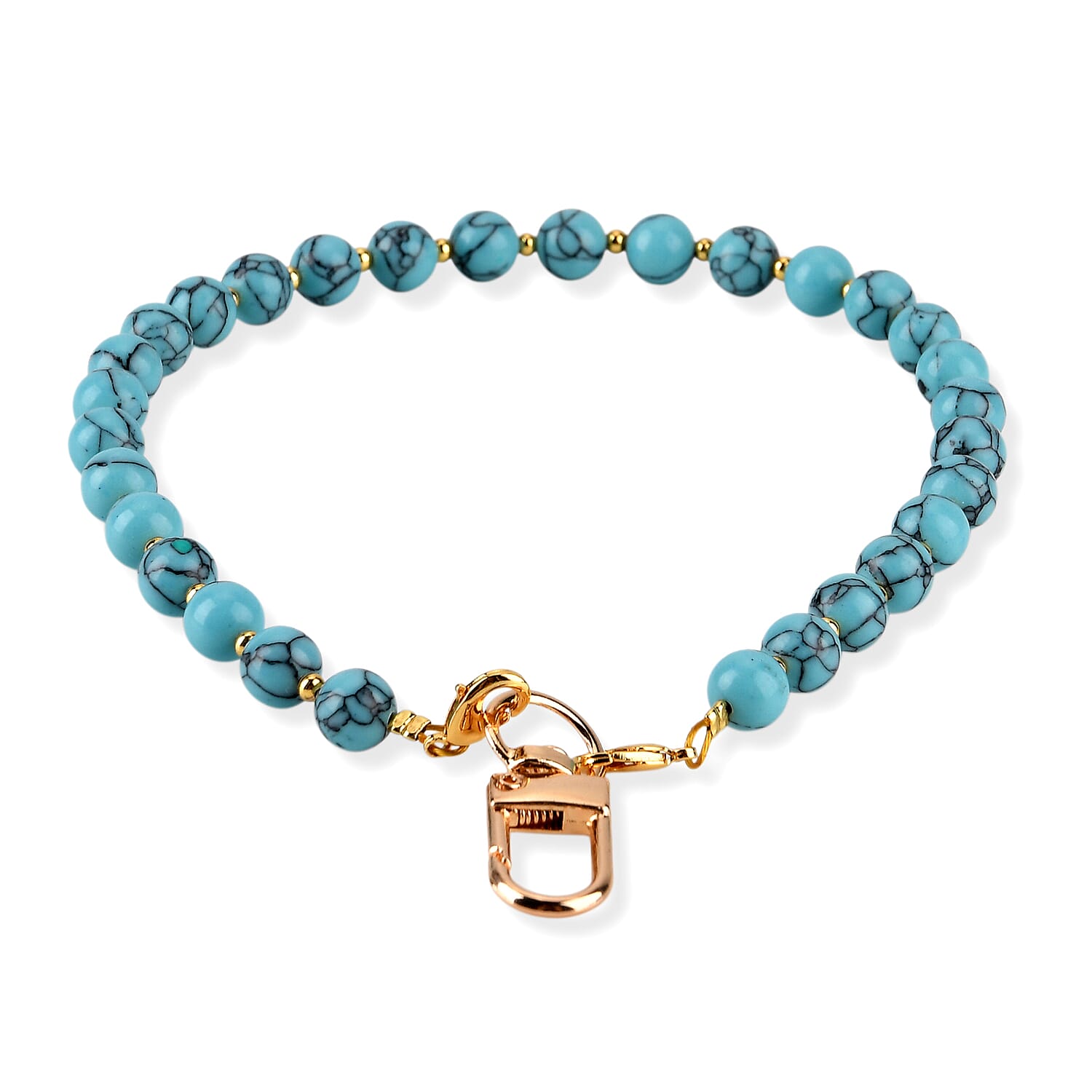 Set of 2 Stone & Pearl Beaded Cellphone Chains (18cm) - Blue