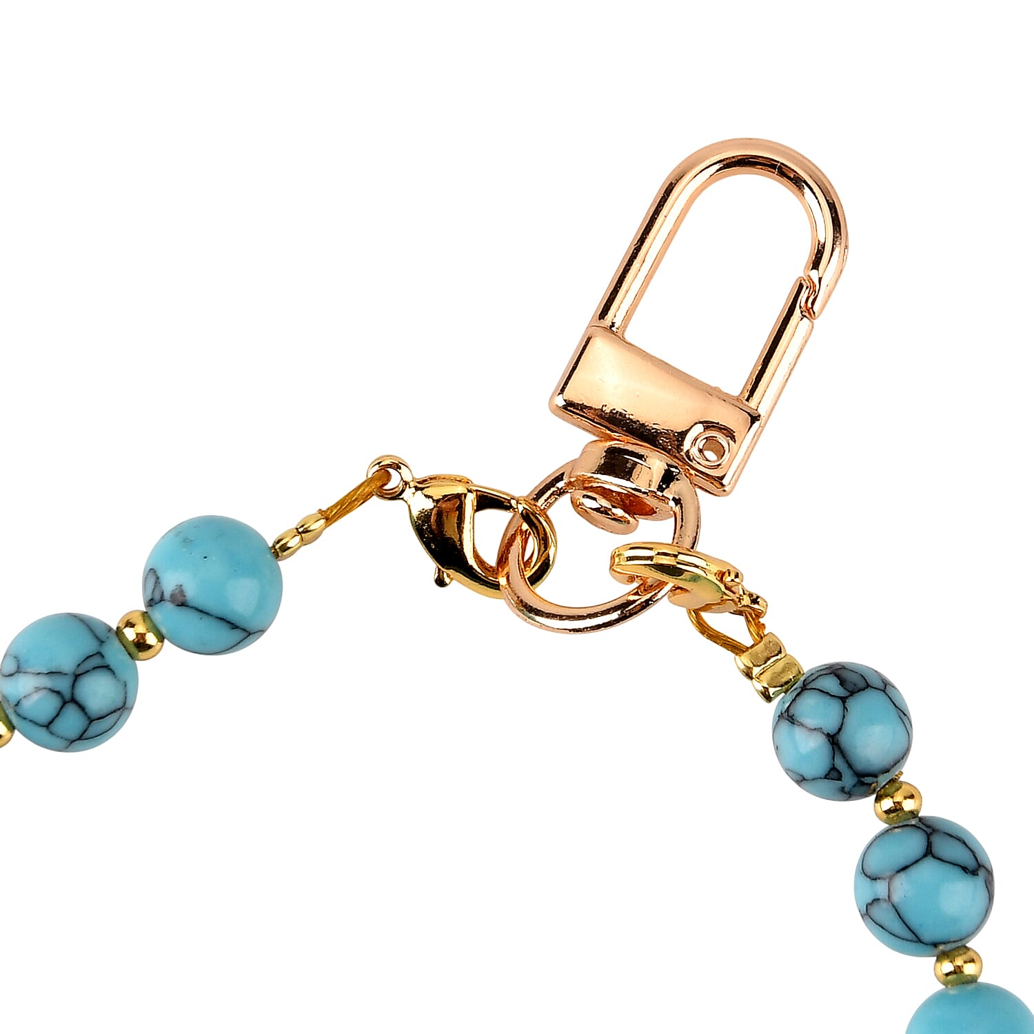 Set of 2 Stone & Pearl Beaded Cellphone Chains (18cm) - Blue