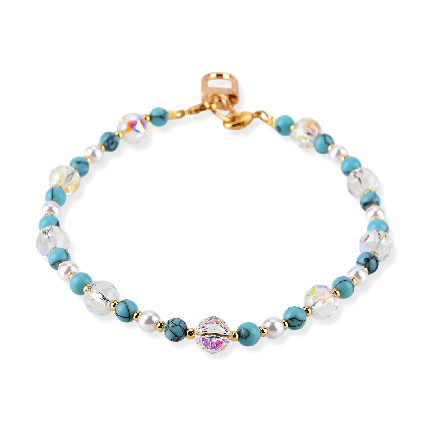 Set of 2 Stone & Pearl Beaded Cellphone Chains (18cm) - Blue