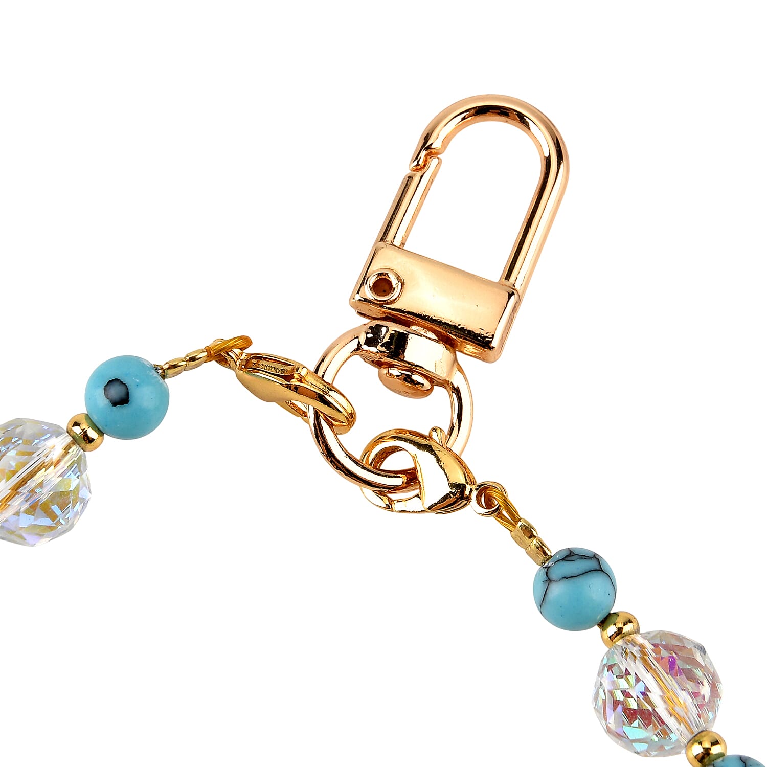 Set of 2 Stone & Pearl Beaded Cellphone Chains (18cm) - Blue
