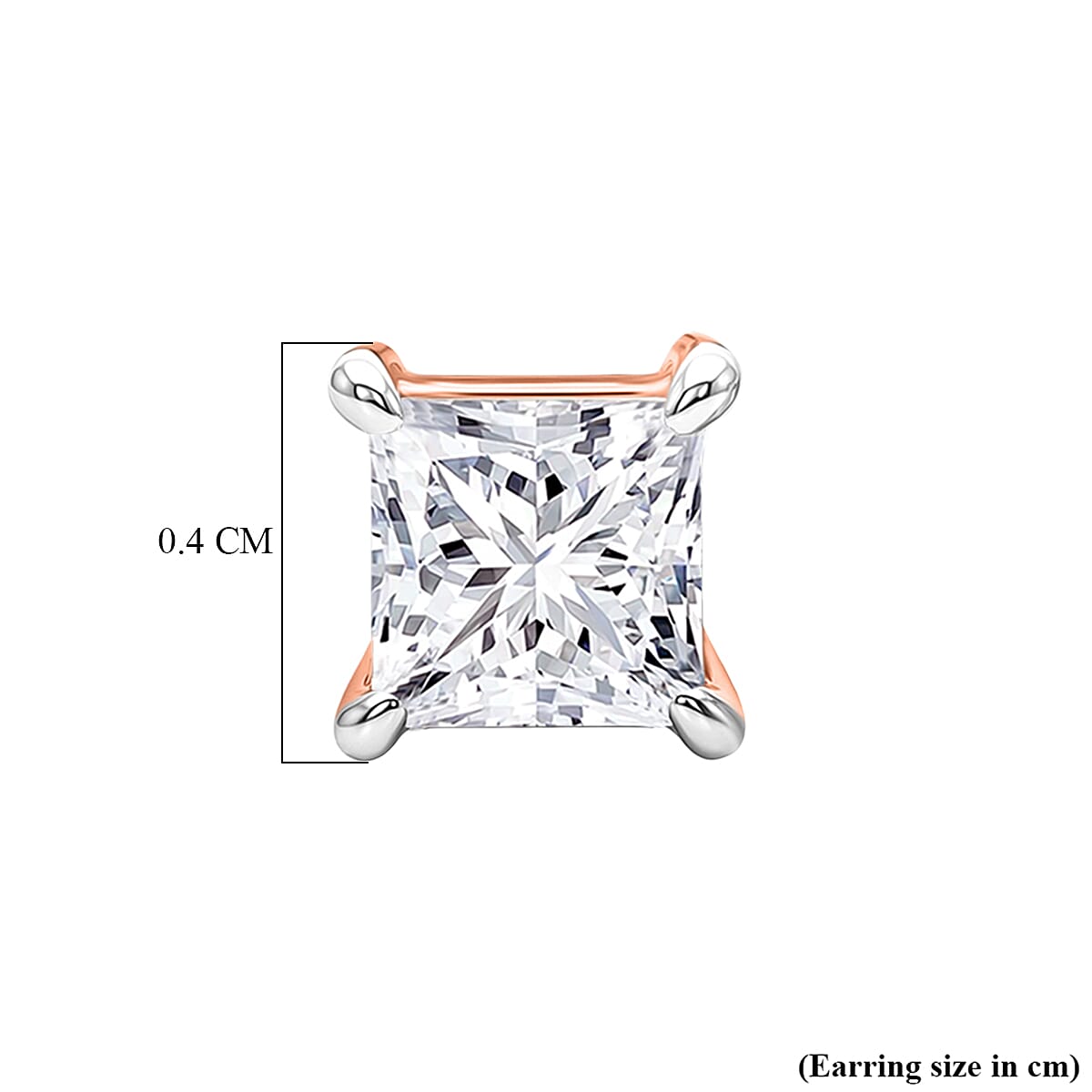 Luxuriant VS-EF Lab Grown Diamond Solitaire Earring with Screw Back in 18K Vermeil Rose Gold Plated Sterling Silver 0.32 Ct.