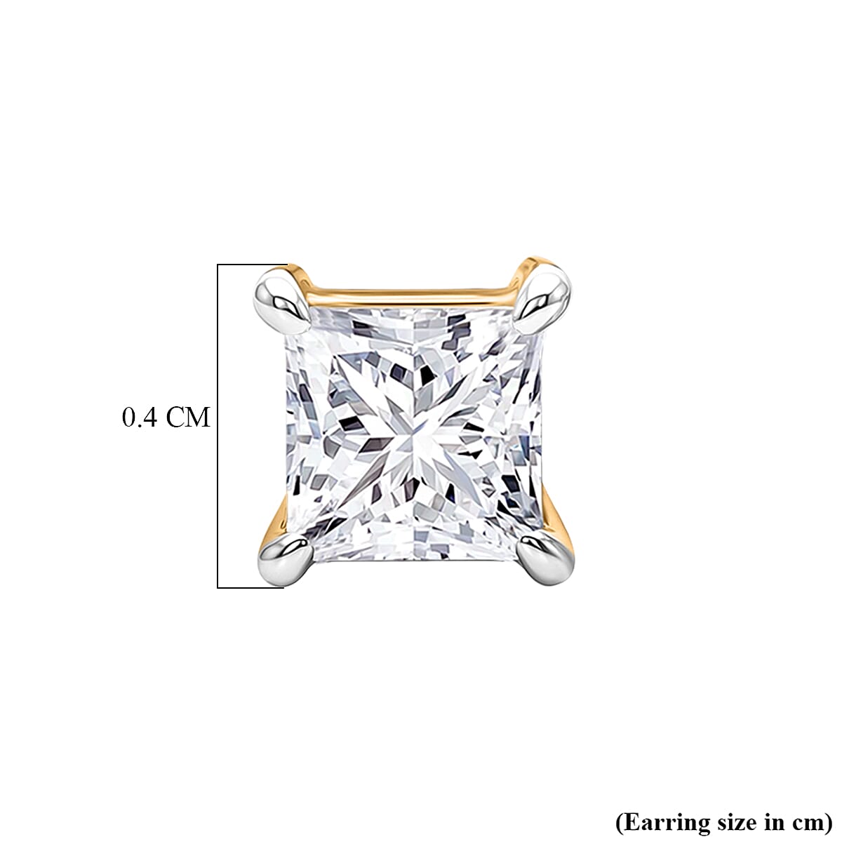 Luxuriant VS-EF Lab Grown Diamond Earring with Screw Back in 18K Vermeil Yellow Gold Plated Sterling Silver 0.32 Ct.