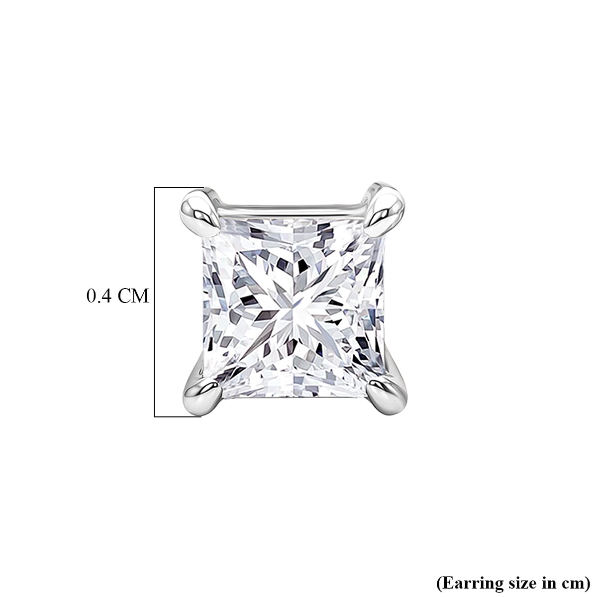 Luxuriant VS-EF Lab Grown Diamond Solitaire Earring with Screw Back in Rhodium Overlay Sterling Silver 0.32 Ct.