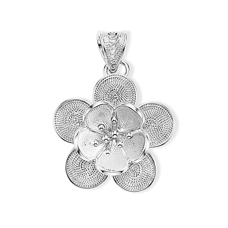 Royal Bali Collection - Sterling Silver Floral Pendant