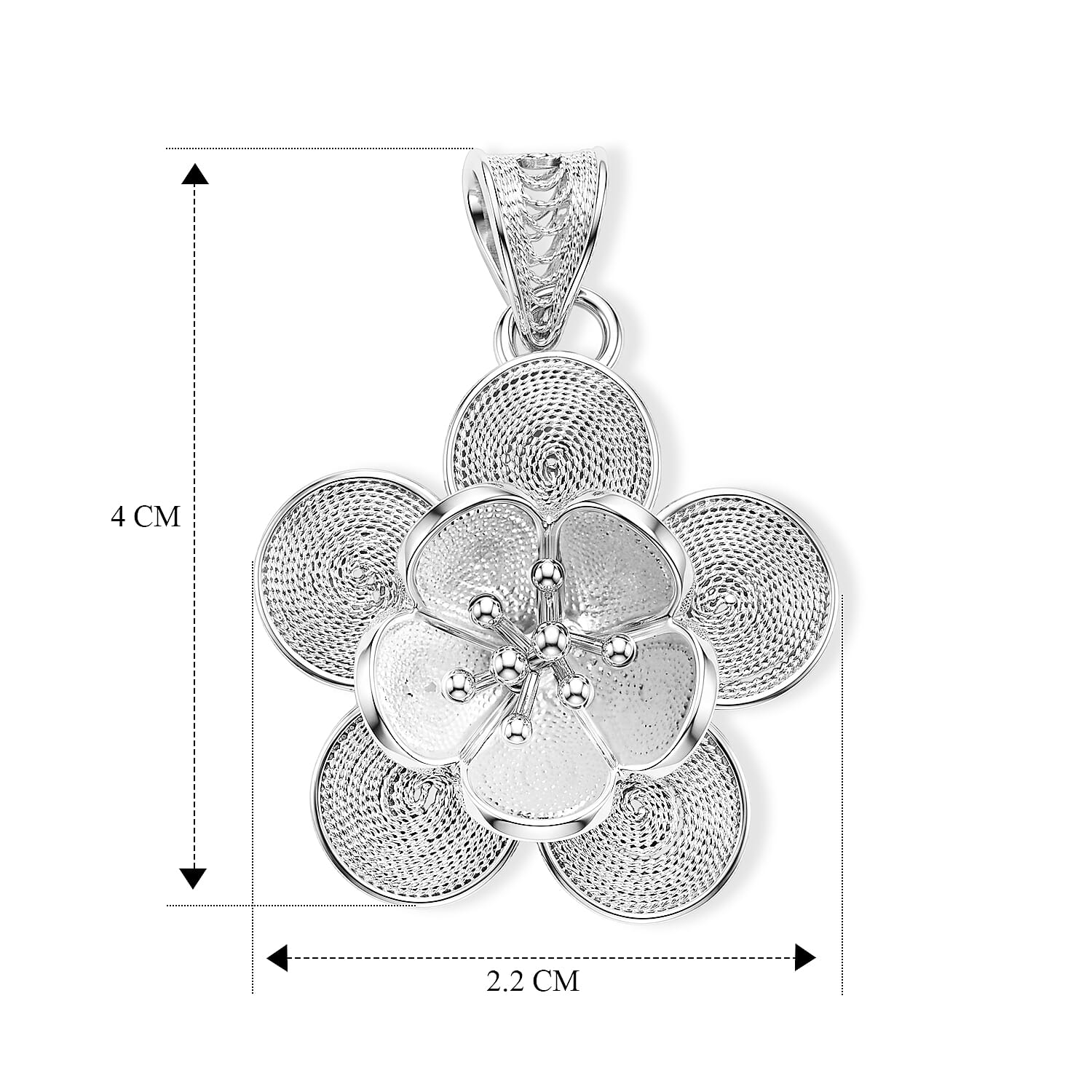 Royal Bali Collection - Sterling Silver Floral Pendant