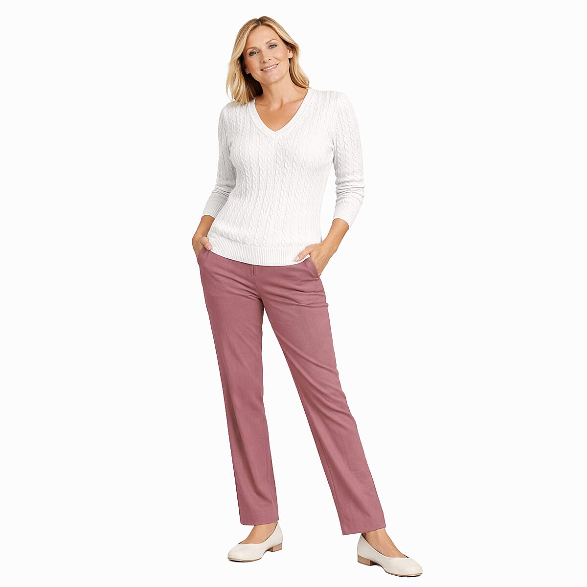 Pure and natural V neck cable Jumper