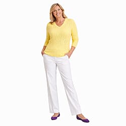 Pure and natural V neck cable Jumper