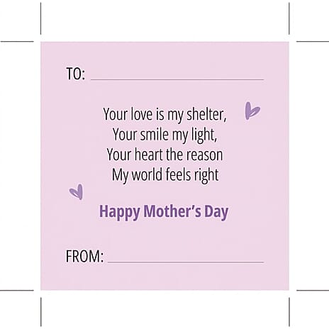 Mother's Day Square Card (Size - One Size) - Lavender & Pastel Pink