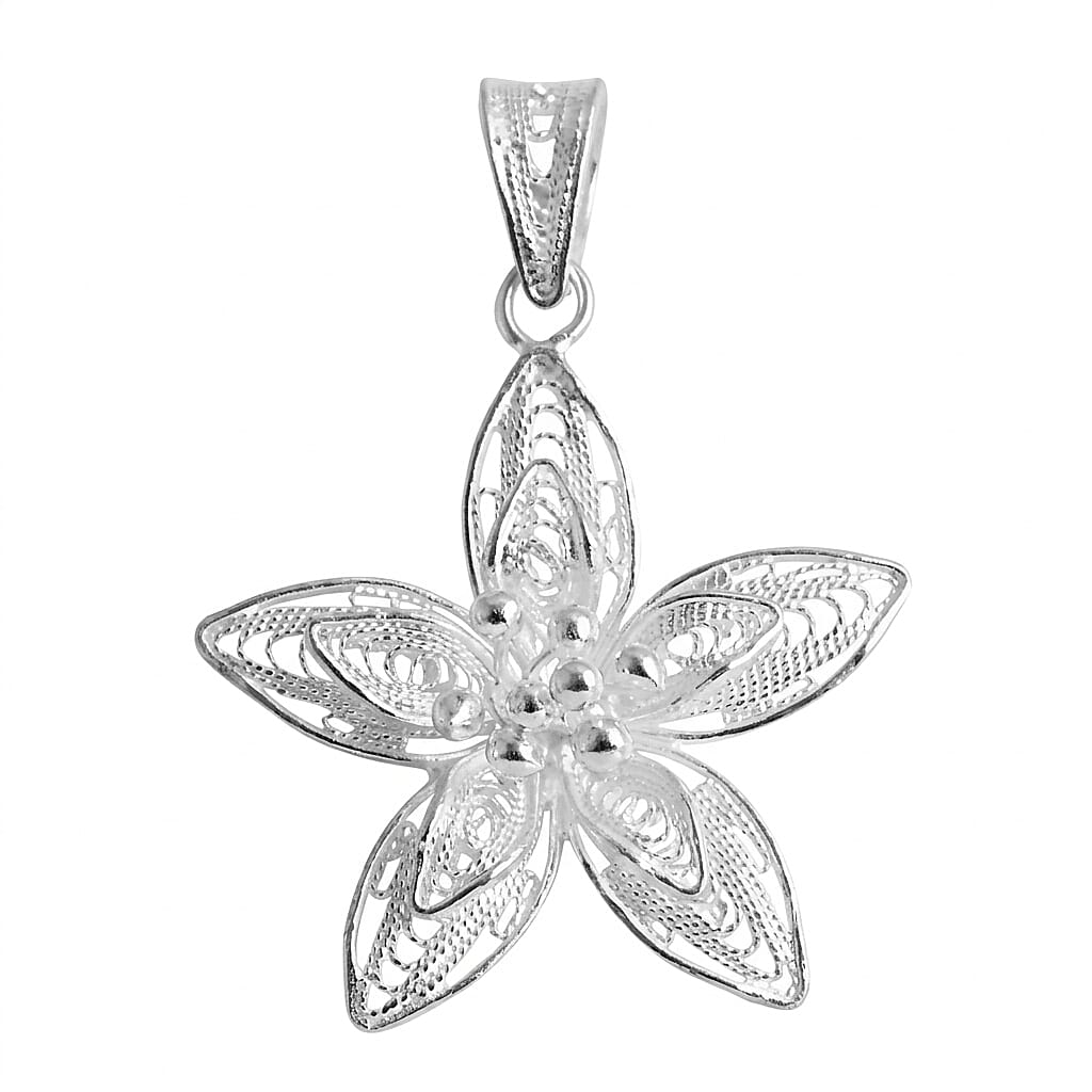 Royal Bali Collection - Sterling Silver Floral Pendant