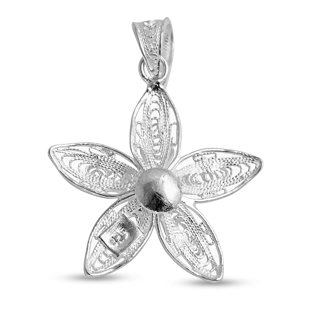 Royal Bali Collection - Sterling Silver Floral Pendant