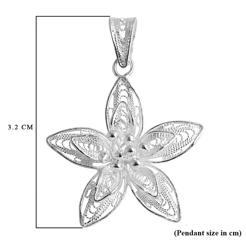 Royal Bali Collection - Sterling Silver Floral Pendant