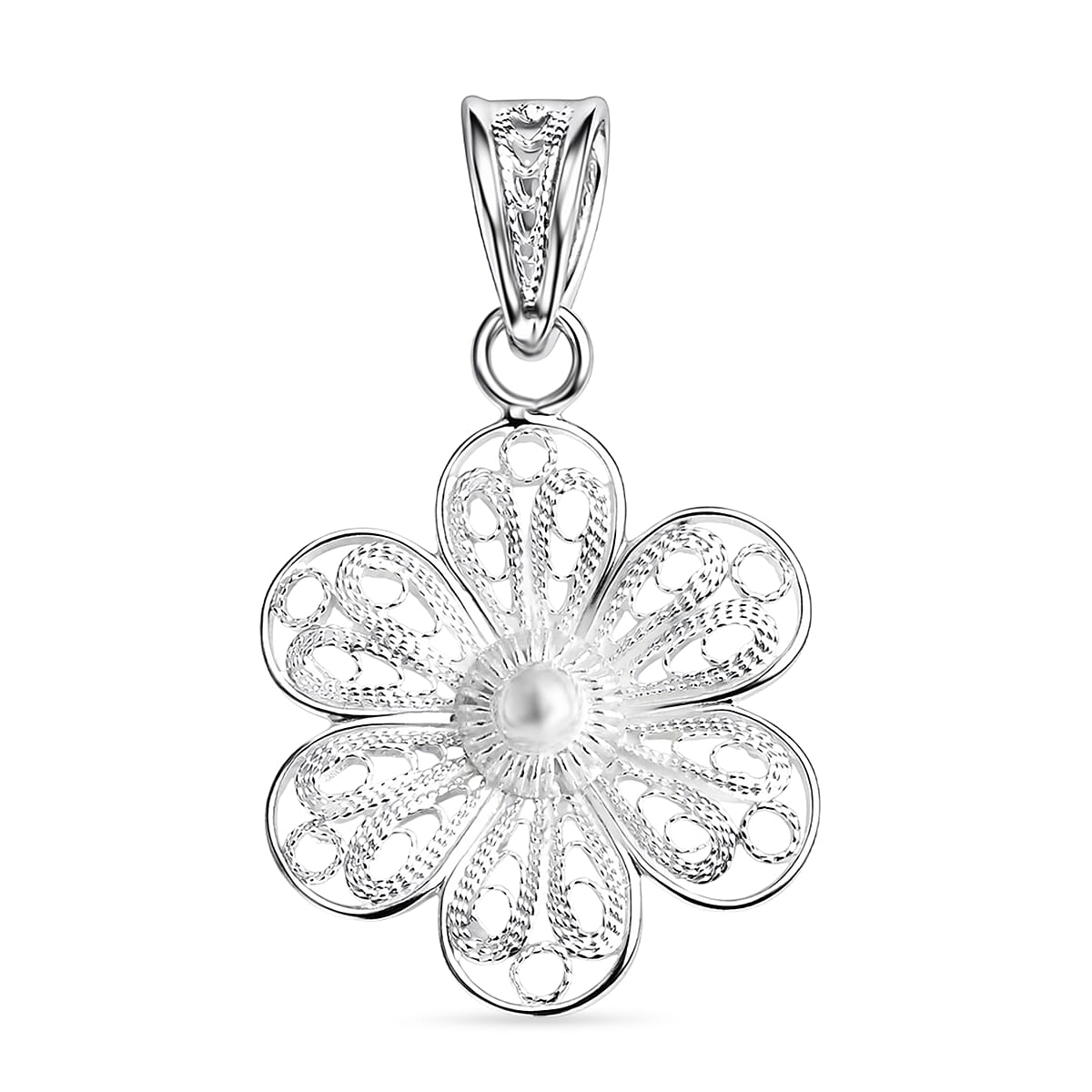 Royal Bali Collection - Sterling Silver Floral Pendant