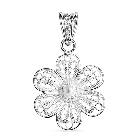 Royal Bali Collection - Sterling Silver Floral Pendant