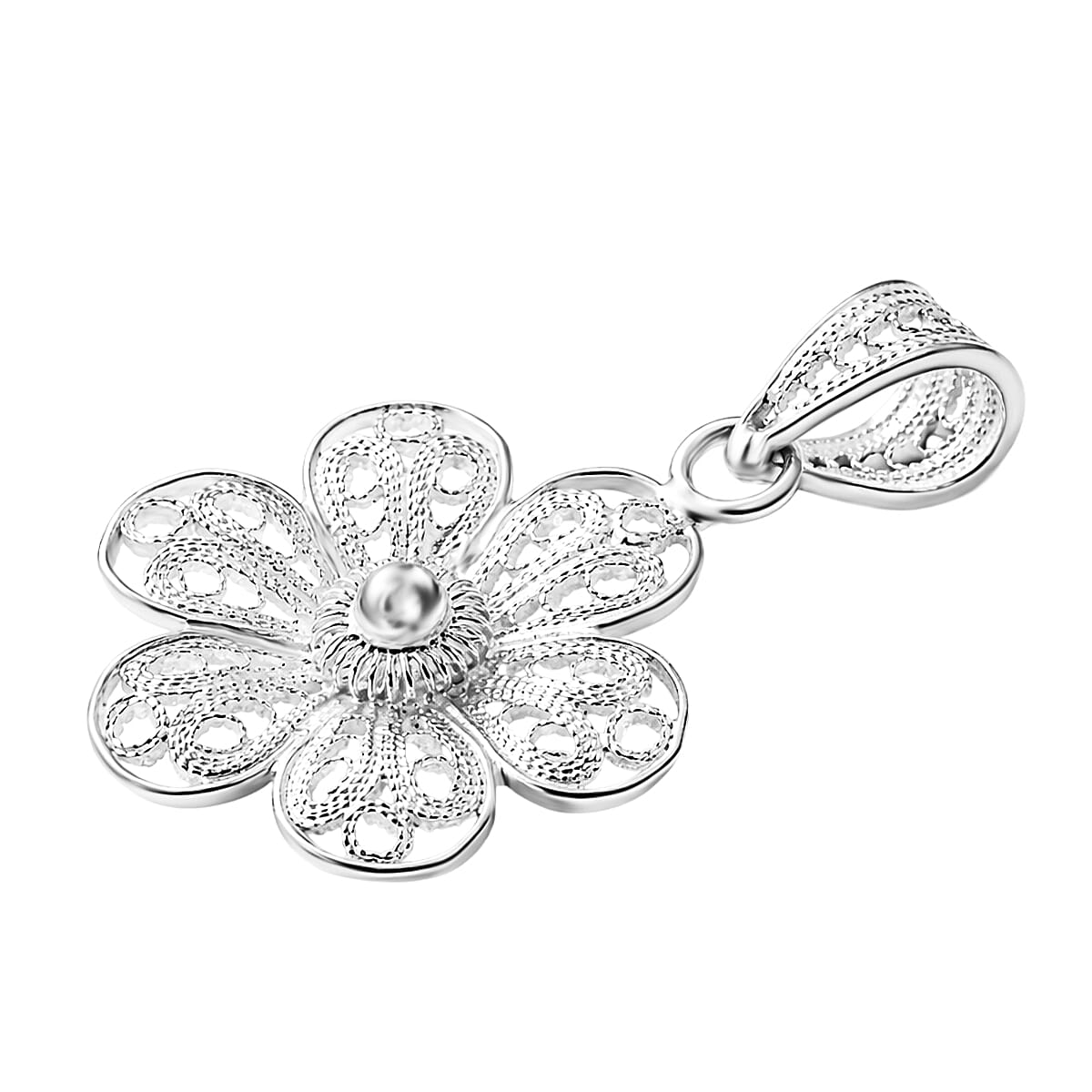 Royal Bali Collection - Sterling Silver Floral Pendant