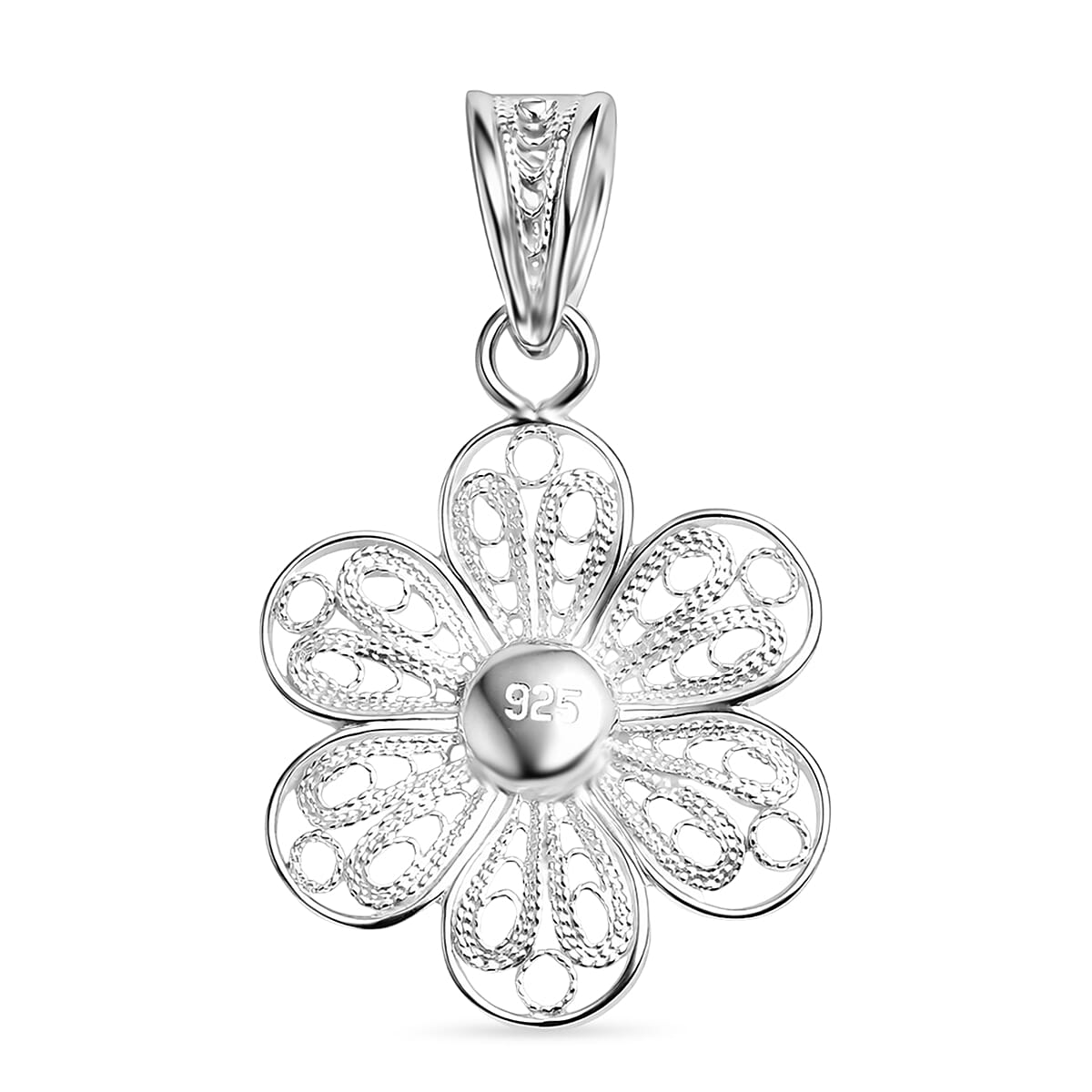 Royal Bali Collection - Sterling Silver Floral Pendant