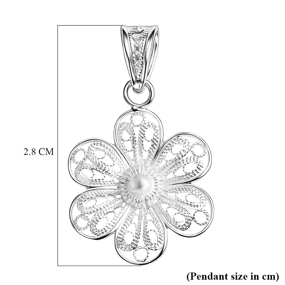 Royal Bali Collection - Sterling Silver Floral Pendant
